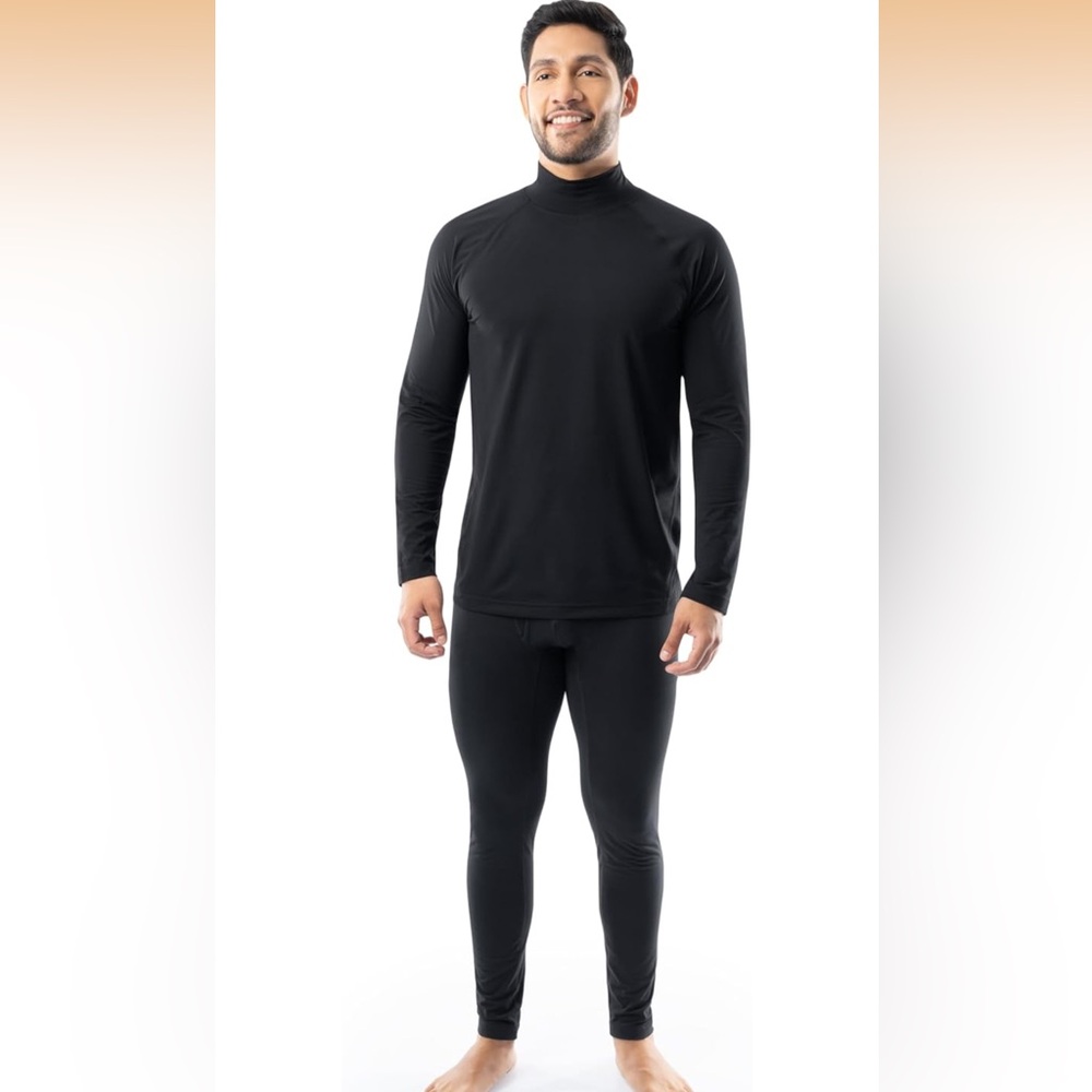 FRUIT OF THE LOOM™️ Men's Sueded Jersey Mock Neck Thermal Underwear Set